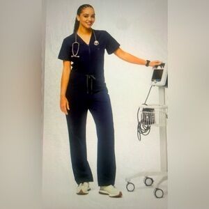 Figs Catarina Jumpsuit Navy Blue Straight Leg Size: Small Inseam: 26”